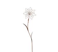 Piquet de fleurs ondulé avec boule argentée - 90 cm de haut - Métal rouille - Décoration de jardin moderne et élégante - 08014