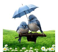 Piquet de jardin à oiseaux - Oiseaux bleus avec parapluie - Piquets de jardin en acrylique - 2D plats en acrylique - Bâtons pour pot de fleurs en plein air - Pour jardin, pelouse, plein air