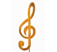 Piquet de Jardin clé de Sol 118 cm - Grande décoration de Jardin en métal avec Patine Effet Rouille