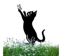 Piquet de jardin de chat noir - Artisanat de chat fin Décoration d'extérieur pour chats noirs | Chat Nourriture Chat SOLIDÉ CATTO SOLIDÉ, GARDENE METAL STATUE OUTDOOR PARTICH DI ANIMAUX