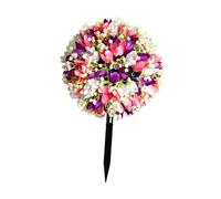 Piquet de jardin de fleurs violettes artificielles de 61 cm avec pointes de sol pour décoration de cour extérieure de ferme, violet, blanc, rose, 71,1 cm