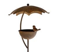 Piquet de jardin en métal - Aspect rouille - Hauteur : 100 cm - Décoration de jardin - Bain d'oiseaux - Printemps été - Décoration de parterre de fleurs - Avec piquet de terre