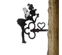 Piquet de jardin féerique en métal, silhouettes de fées d'art en métal - Ornement de figurine de jardin clé de fée - Statues de jardin avec silhouettes de fées, statue d'art en plein air pour patio, c