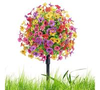 Piquet de jardin - Fleurs artificielles d'extérieur solides | Bouquet artificiel de 61 cm | Décoration de jardin en métal | Anti-UV multicolore violet vif qui ne se décolore pas et résiste aux