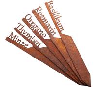 Piquet De Jardin Herbes Aromatiques,Plaques D'herbes,Panneaux De Plantes,Piquets De Plantes En Métal Rouillé,Résistant Aux Intempéries,Panneaux De Jardin,Décoration De 220045 Gris