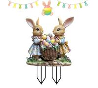 Piquet de Jardin Lapin | Tuteur de Pelouse Lapin Mignon 2D Plat Debout avec Œufs | Supports d'Extérieur Animaux Art, Panneau Décoratif Extérieur,pour Les Célébrations de Pâques ou du