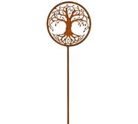 Piquet de jardin résistant aux intempéries - Arbre de vie en anneau - 118 cm - En fer - Figurine zen spirituelle pour jardin, balcon, terrasse - En métal patiné - Article de décoration pour jardin