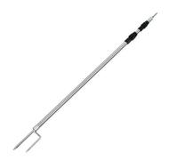 Piquet de Tente Ajustable Mât Bâton Réglable Acier Inoxydable Antidérapant Téléscopique avec Pointe Plantable et Capuchon Supérieur pour Abri sous Tarp Camping Randonnée, 2.1 Mètres