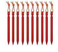 Piquet de Tente, Lot de 10 piquets Jardin en Alliage d'aluminium 23 cm, Robustes, avec Cordon réfléchissant, for hamac et Camping(Red 10pcs)