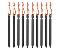 Piquet de Tente, Lot de 10 piquets Jardin en Alliage d'aluminium 23 cm, Robustes, avec Cordon réfléchissant, for hamac et Camping(Black 10pcs)
