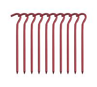 Piquet de Tente Pointes de Tente en Alliage d'aluminium 18cm, avec Crochet, piquets Jardin, Pointes Sol for hamac, Camping, Corde à Vent, auvent, 5/10 pièces(10PCS Red)