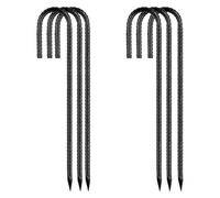 Piquet de Tente Rebar Stakes 12 inch, Tent Heavy Duty Galvanized J Shaped 10 Pack Landscape Fabric Staples(Black-6mm)