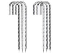 Piquet de Tente Rebar Stakes 12 inch, Tent Heavy Duty Galvanized J Shaped 10 Pack Landscape Fabric Staples(Silver-8.0mm)
