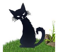 Piquet en métal pour Chat Noir, poteaux de Silhouette de Chat en métal - Poteaux décoratifs de Jardin Cat Ape,Statue de Singe résistante aux intempéries avec Chat Noir,