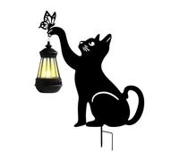 Piquet extérieur pour chat avec lumière, jolie lampe sur le piquet du chat | Lampe de jardin à énergie solaire | Lampe à énergie solaire en charge pendant la journée, nécessitant tout