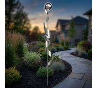 Décoration de jardin en acier inoxydable, piquet de parterre design, spirale, boule, piquet de terre, H 140 cm