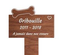 Piquet Plaque Funéraire Commémoratif Personnalisé - Bois - Inter funéraire pour chat, chien - Souvenir pour Animaux - Piquet Plaque Funéraire Animaux - Textes Personnalisables (Os)