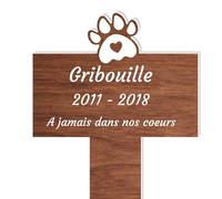 Piquet Plaque Funéraire Commémoratif Personnalisé - Bois - Inter funéraire pour chat, chien - Souvenir pour Animaux - Piquet Plaque Funéraire Animaux - Textes Personnalisables (Patte)