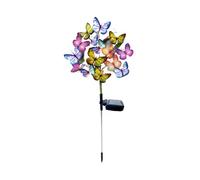 Piquet solaire de jardin en forme de papillon - Silhouette botanique 3D - Kit de lueur d'ambiance multicolore - Matériel d'extérieur résistant aux intempéries - Luminaire décoratif à chargement