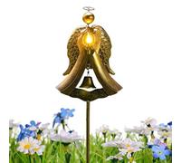 Piquet Solaire en Forme d'ange en Bronze - 109,2 Cm en Métal De Fer, Lampe LED Funéraire, Éclairage De Cimetière Résistant Aux Intempéries | Au Jardin Commémoratif, Honneur du Lieu De Sépultur