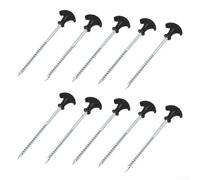 Piquets Ancrage Tête en T Acier pour robuste 10pcs Piquets Ancrage | Spirale vissante, acier traité, pour sol dur, glace, pour forêt, 5 , anti-rouille durable(10pcs)