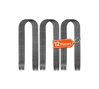 VEVOR Piquets d'Armature 25,4 cm Piquets d'ancrage au Sol Forme U Robustes en Acier Galvanisé, Lot de 12, Ancres de Sol, Diamètre 8 mm, avec Pointe Biseautée, pour Jardin, Clôtures, Tentes de Camping