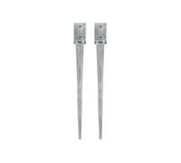 Piquets au sol 2 pcs Argenté 9x9x90 cm Acier galvanisé