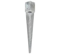 Piquets au sol en acier galvanisé argenté 10x10x76 cm 2 pcs avec trous pré-percés fixation jardin serre pergola abri extérieur pour ancrage tente bâche tonnelle