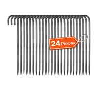 Piquets d'Armature 40,6 cm-VEVOR-Piquets d'Ancrage au Sol Crochet J Robuste en Acier Galvanisé-Lot de 24-Diamètre 10 mm