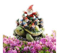 Piquets de cour pour décorations - Nain plat 2D en acrylique sur une figurine de tortue - Décoration artistique pour pot de fleurs, allée, maison, extérieur, jardin, pelouse de printemps