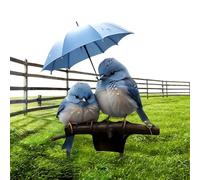 Piquets de cour pour décorations | Oiseau bleu plat 2D en acrylique avec parapluie | Piquet de jardin | Pointes d'insertion artistique pour pot de fleurs, sol, allée, jardin, porche, extérieur