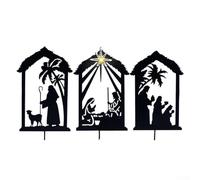 Piquets de crèche de Noël - Silhouette d'extérieur pour jardin et pelouse - Décoration saisonnière pour exposer la crèche de Noël à l'extérieur (D)