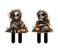 Piquets de Décorations Halloween pour Pelouse | Panneaux Jardin Extérieur,Décorations Effrayantes 2D Acrylique Extérieur