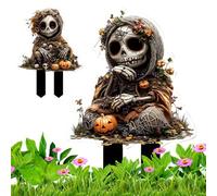 Piquets de Décorations Halloween pour Pelouse - Piquets De Pancartes Effrayantes en Plastique pour Extérieur,Décor Extérieur Effrayant en Acrylique 2D pour Porche Terrasse Pelouse