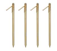 Relaxdays Piquet de fixation lot de 4, sardine pour sols durs, 50 cm, camping, à enfoncer, acier galvanisé, or