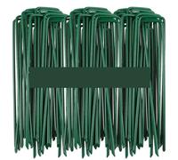 Piquets de Fixation pour Jardin 10/20/30/50pcs Galvanized U-Type Garden Staples Heavy-Duty Fence Tubing Stakes Sod Pins Artificial Grass Tent Securing Pegs Lawns Ground Nails(Green-10X4X0.3CM,10PCS)