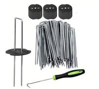 Piquets de Fixation pour Jardin 3/30/60/120 Pcs/Sets Heavy Duty Garden Pegs - U-Shaped Metal Staples with Sharp Ends for Easy Insertion Into Soil(60 Set)