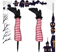 Piquets de jambe de sorcière maléfique - 1 paire de pattes de sorcière d'Halloween, décoration de patio pour jambes de sorcière | Piquets de pelouse d'Halloween, fournitures amusantes pour fêtes