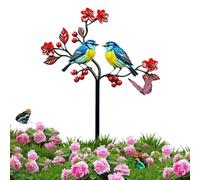 Piquets de Jardin à Oiseaux | Branche de Fleur Métallique Réaliste Décorative | Art de Jardin Résistant aux Intempéries | pour Les Sentiers Arrière-Cours Paysages Patios Pots de