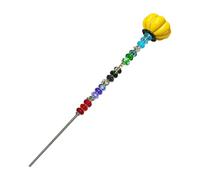 Piquets de jardin de fées ornés de perles, piquets de jardin pour | Bâtons de fée décoratifs pour le jardin - 33 cm de long - Avec bouchon citrouille - Plantes en cristal coloré