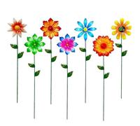 Piquets de Jardin de Fleurs en métal, 7 pièces, 40cm, décor de Cour résista | Les piquets de fleurs en métal 3D colorés ajoutent un charme décoratif aux jardins, pelouses, patios, s, parterres de fl