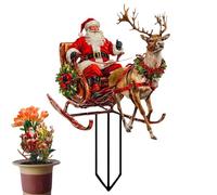 Piquets De Jardin De Noël,Décoration Artisanale en Acrylique 2D | Piquet avec Le Père Noël, Le Renne et Le Traîneau | pour Jardinage Extérieur, Pelouse, Cour, Allée, en Pot,
