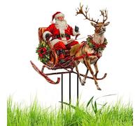 Piquets de Jardin de Noël - Décoration de Panneau en Acrylique 2D,Piquet Père Noël Renne Traîneau | pour Jardinage Extérieur, Pelouse, Cour, Allée, en Pot,