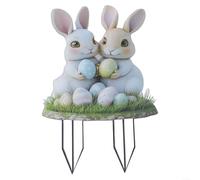Piquets de jardin de Pâques avec motifs lapin et œufs pour une utilisation en extérieur offrant une décoration à thème pour les pelouses, jardins, cours et allées (OH831)