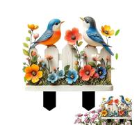 Piquets de jardin de printemps - Piquets décoratifs en acrylique en forme d'oiseau, panneaux d'animaux plats 2D pour porte d'entrée
