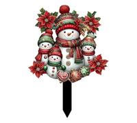 Piquets de jardin décoratifs, décorations de piquets de jardin de Noël - Bouchon de piquets de jardin en acrylique bonhomme de neige 2D - Outil décoratif extérieur peint à la main pour patio, pelouse,