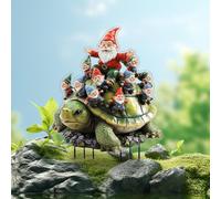 Piquets De Jardin Décoratifs - Figurine Décorative Plate En Plastique Gnome Sur Tortue Pour Pots De Fleurs - Pics et Étiquettes pour Pots de Fleurs Sol et Allée Printemps Jardin Terrasse Extérieur Por