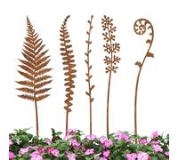 Piquets de Jardin Décoratifs - Lot de 5 Piquets de Jardin Rouillés | Ornement Rétro Résistant aux Intempéries pour Fougères d'Extérieur pour Jardinière Porche Terrasse et Bord de