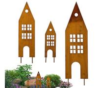 Piquets de Jardin Décoratifs,Piquets en Métal pour Extérieur Décoratif de Jardin - Ornements Plats en Fer Antirouille pour Cadeaux Maison Mariage Extérieur