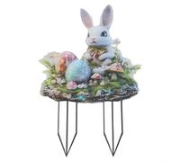 Piquets de jardin d'extérieur de Pâques avec thème lapin et œuf, parfaits pour la décoration de pelouse et de cour pour créer un environnement chaleureux pour les fêtes (OH828)